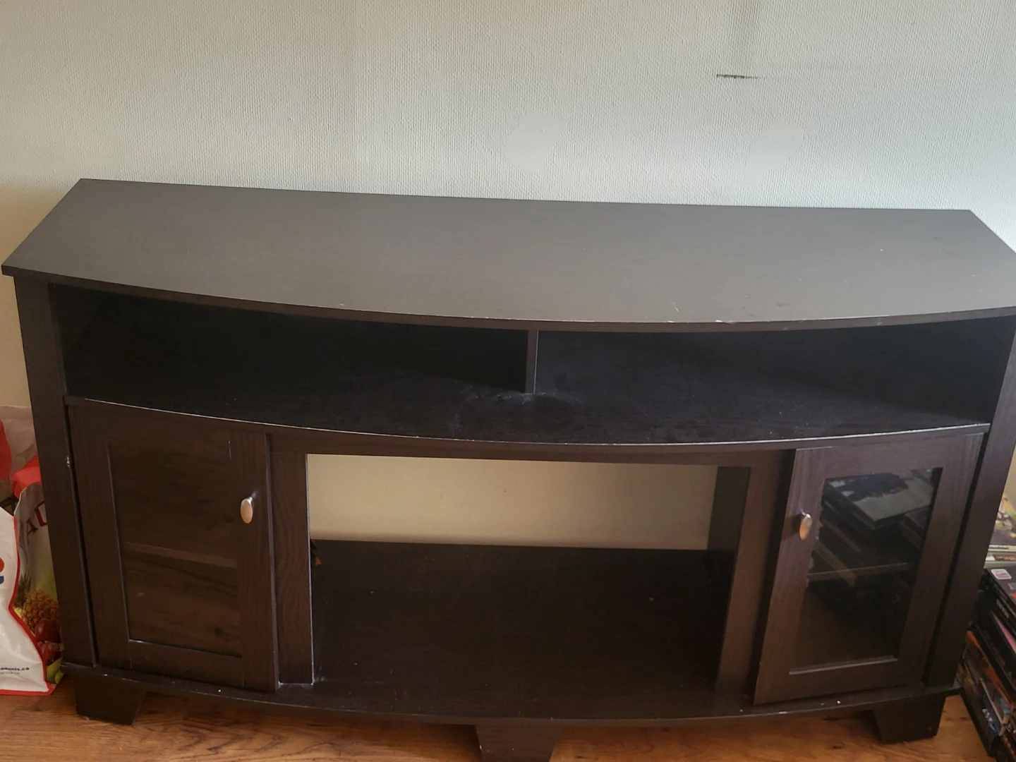 Dark Wood TV Stand with Storage