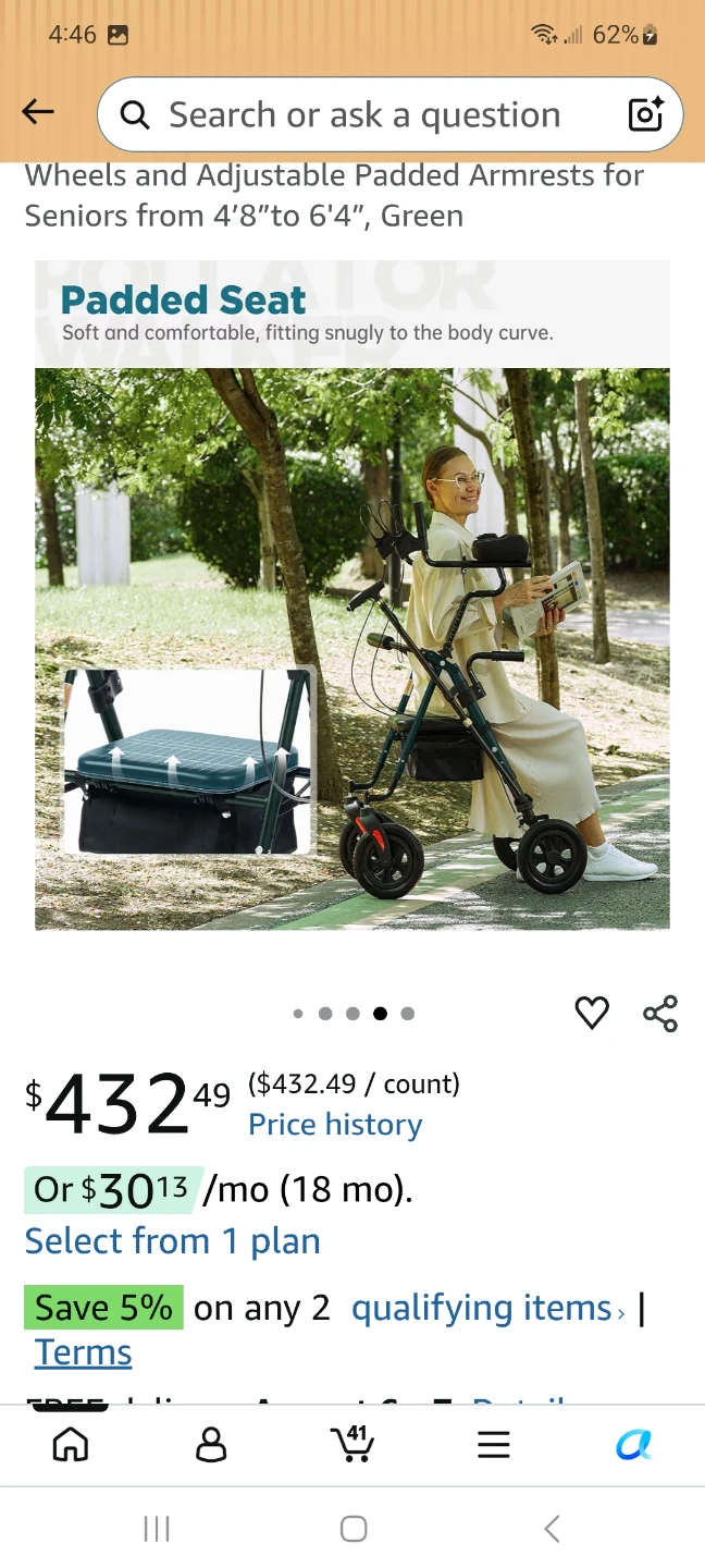 ELENKER All-Terrain Upright Rollator Walker with Padded Armrests - photo 5