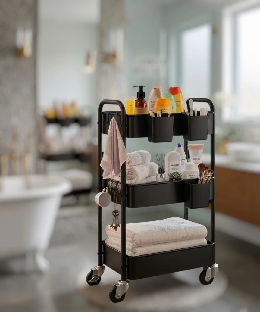 (BRAND NEW) 3-Tier Rolling Storage Cart with Lockable Wheels - photo 2