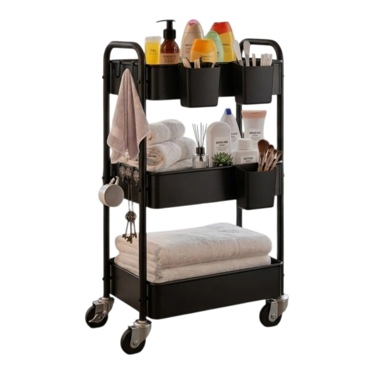 (BRAND NEW) 3-Tier Rolling Storage Cart with Lockable Wheels - photo 3