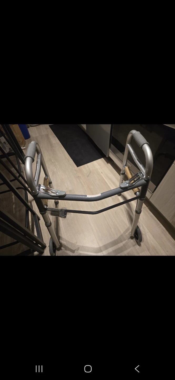 Medline Two-Button Folding Walker with Wheels - photo 4