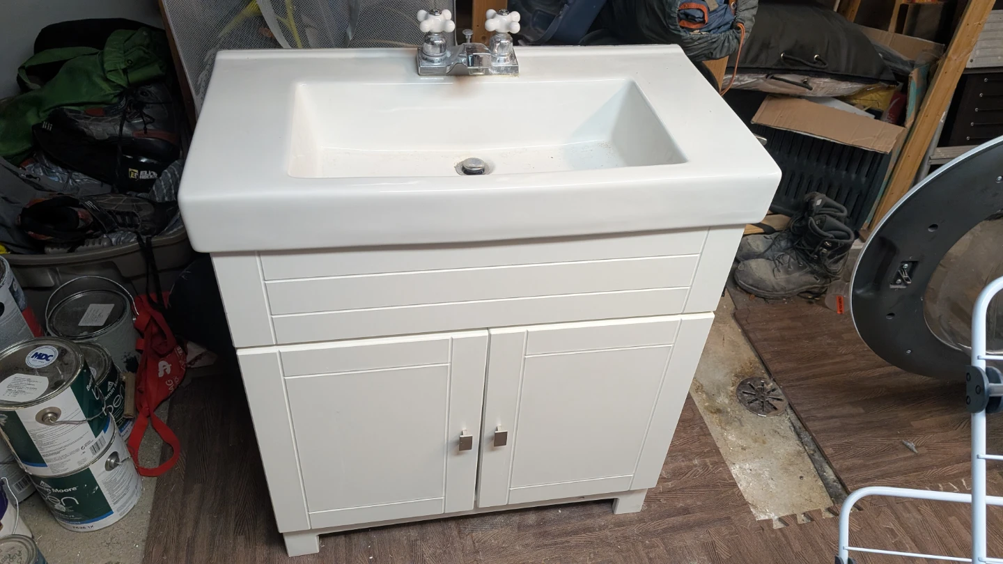 White Bathroom Vanity with Sink and Faucet - photo 3