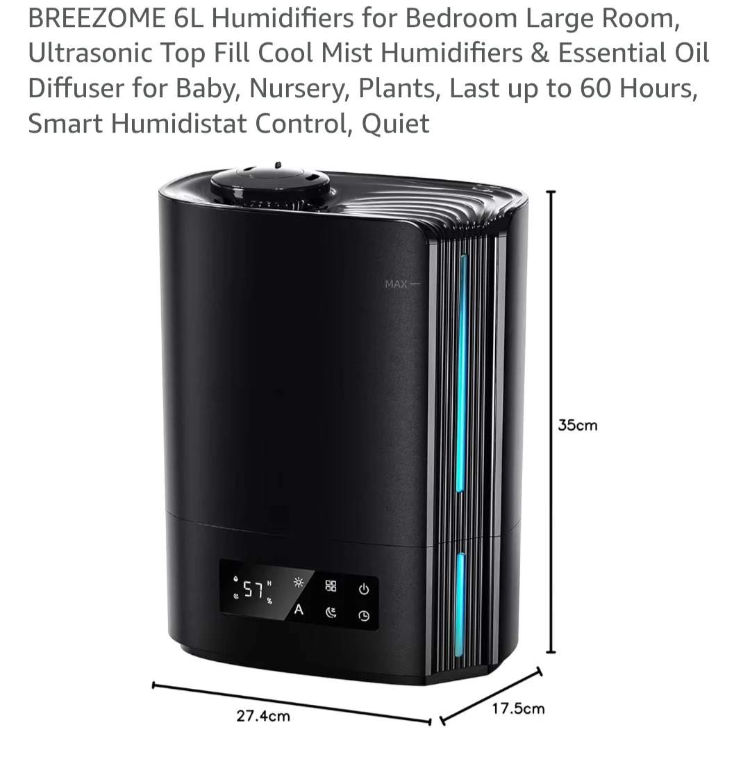 BREEZOME 6L Large Room Humidifier & Essential Oil Diffuser. - photo 2