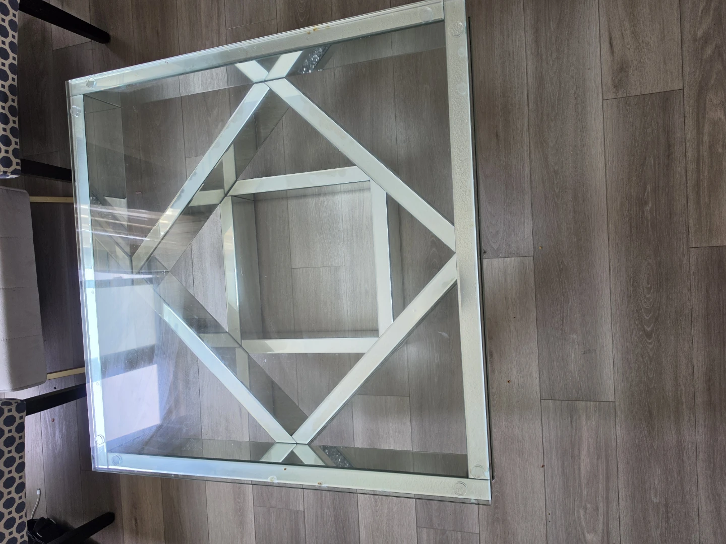 Rosie 39" Glam Mirror & Glass Top Coffee Table