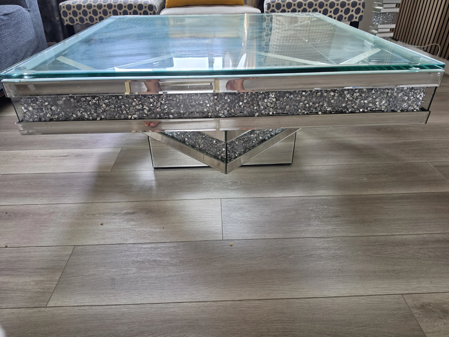 Rosie 39" Glam Mirror & Glass Top Coffee Table - photo 3