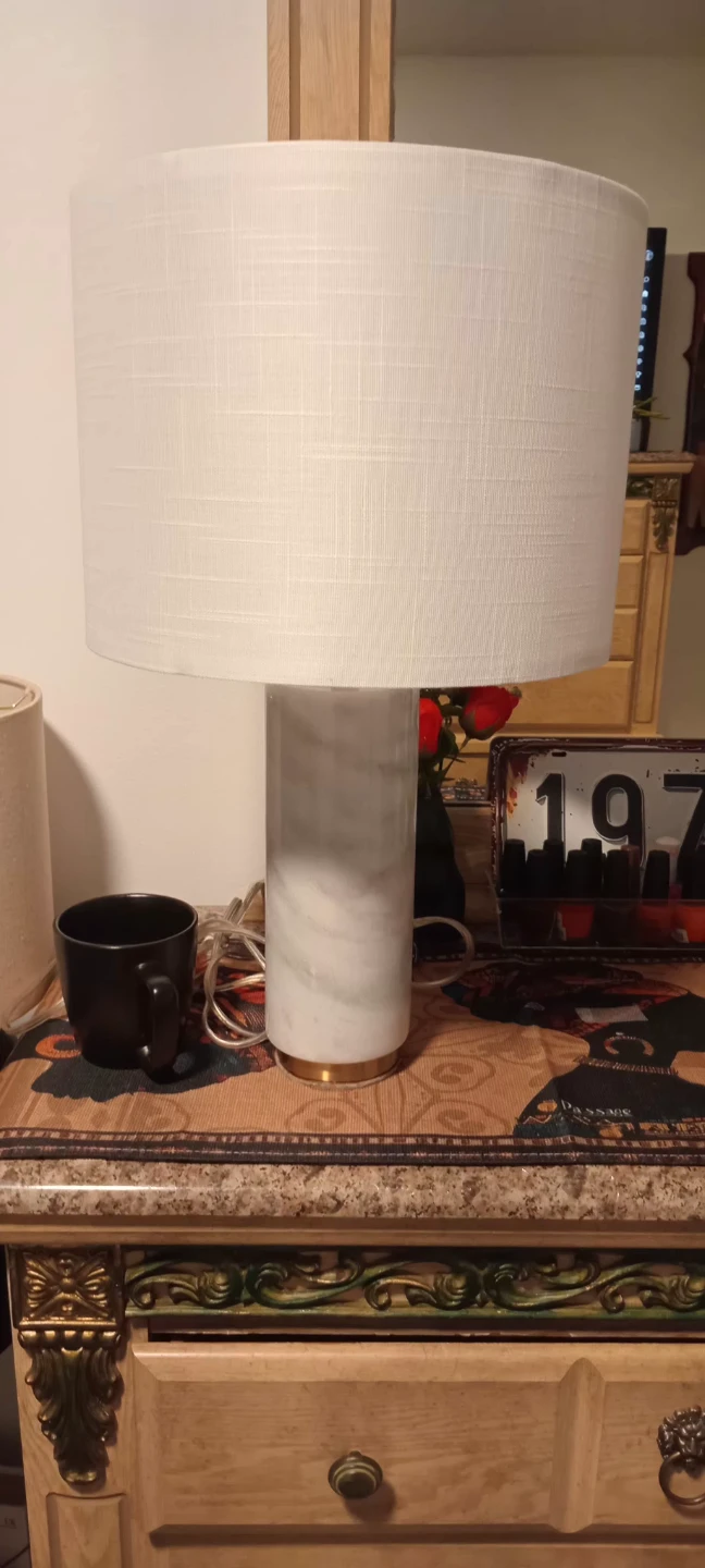 Marble base table lamp with Edison bulb