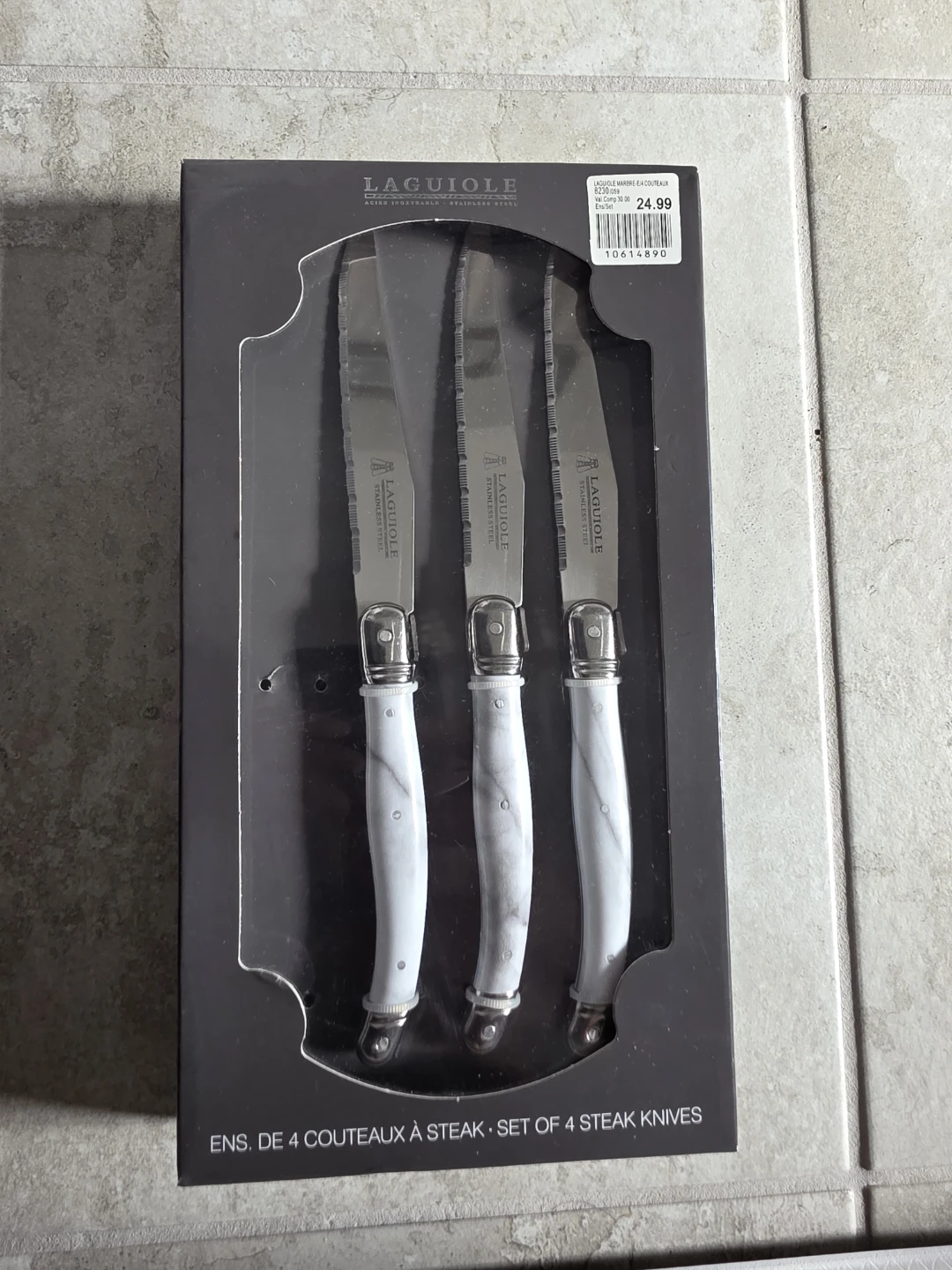 LAGUIOLE Set of 3 Steak Knives with Marble Handles - photo 2