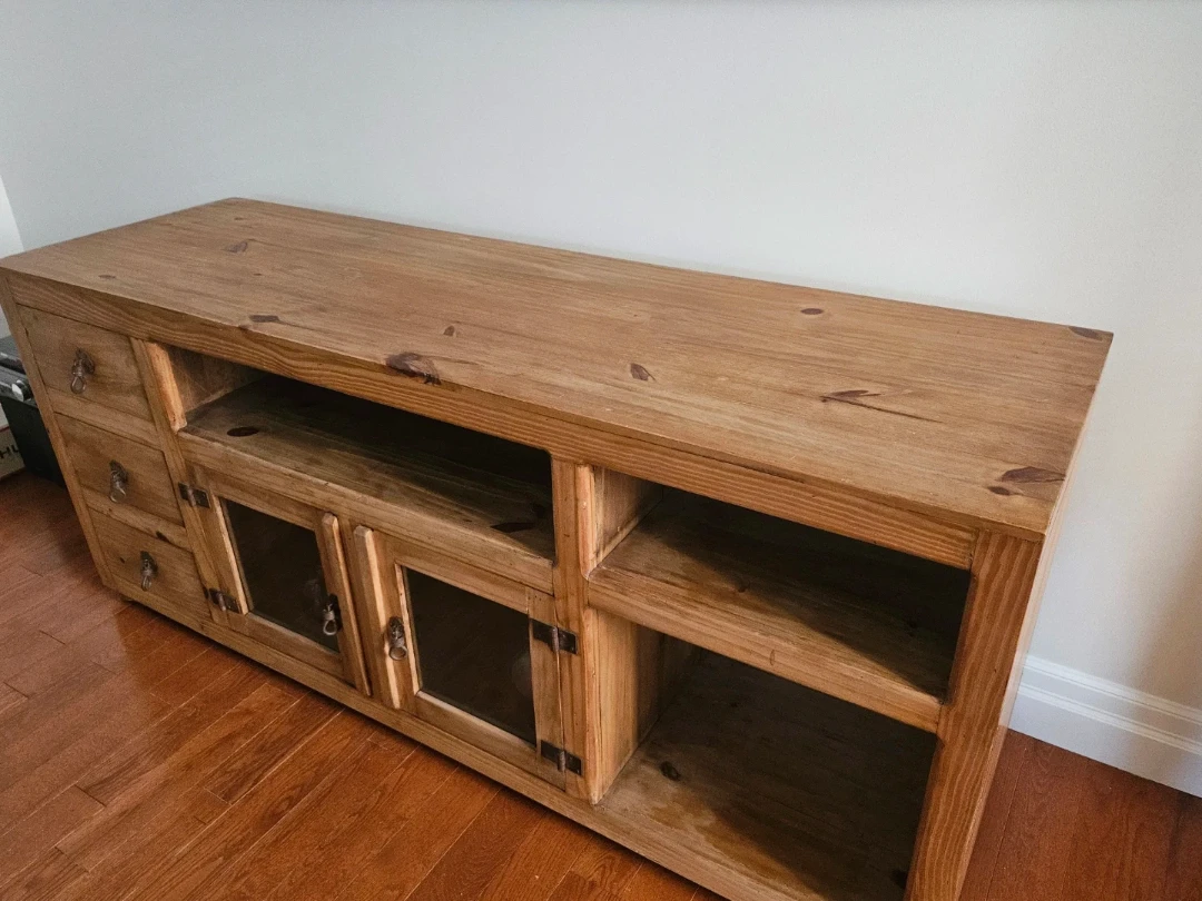 Solid Wood TV Stand with Drawers and Cabinets