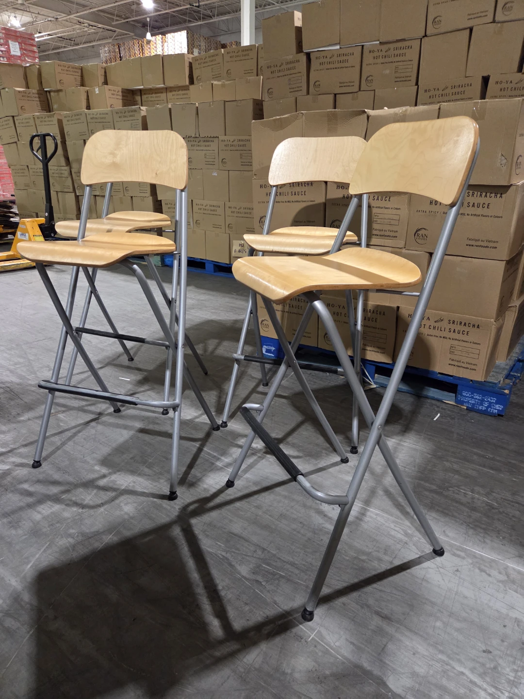 Folding Bar Stool with Wood Seat - photo 2