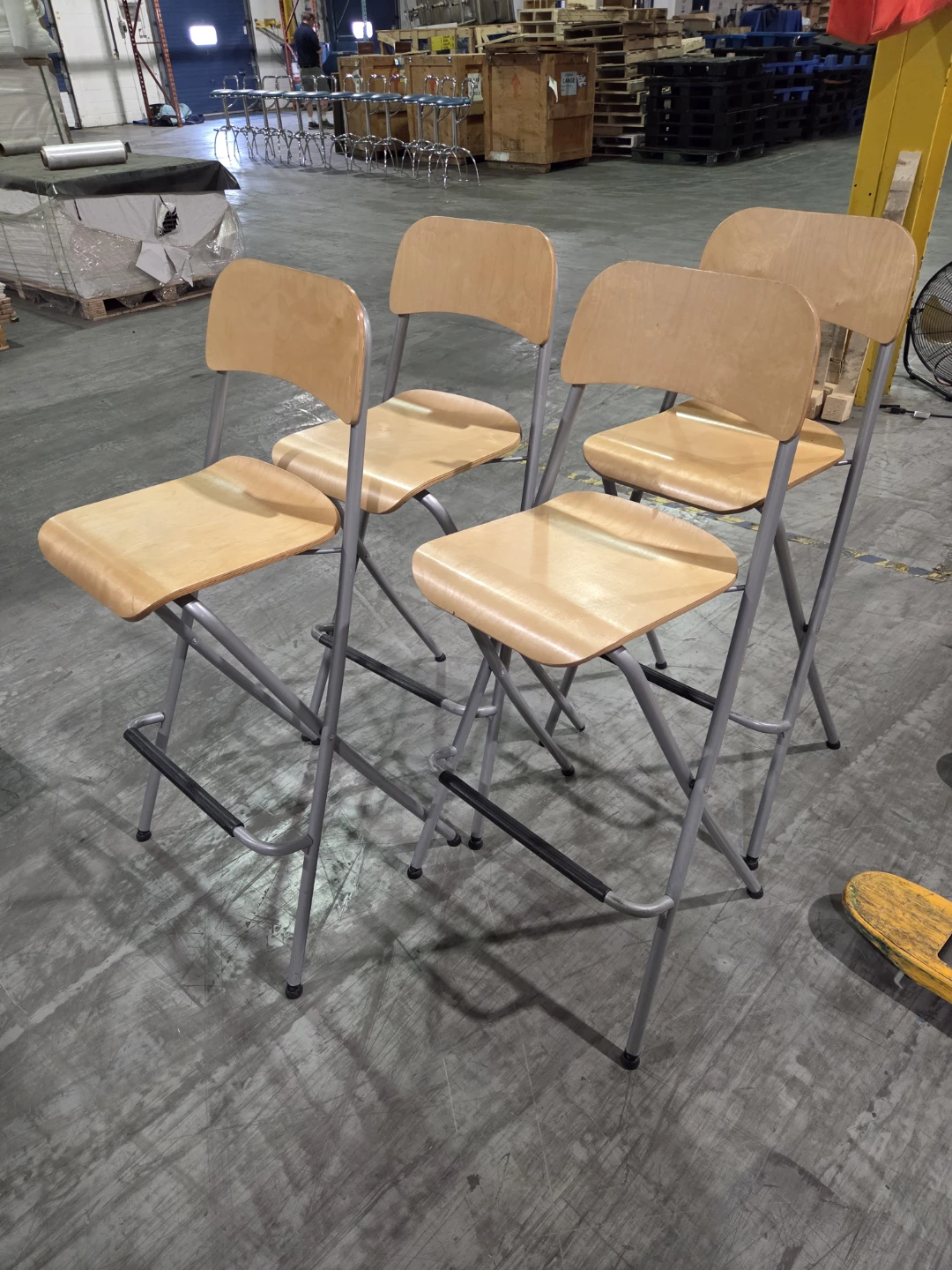 Folding Bar Stool with Wood Seat - photo 3