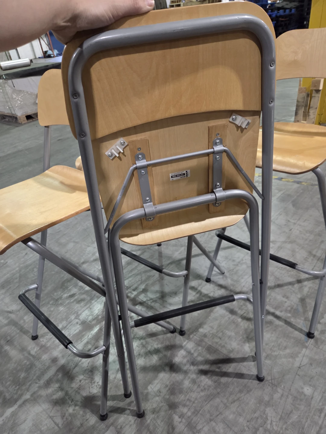 Folding Bar Stool with Wood Seat - photo 4