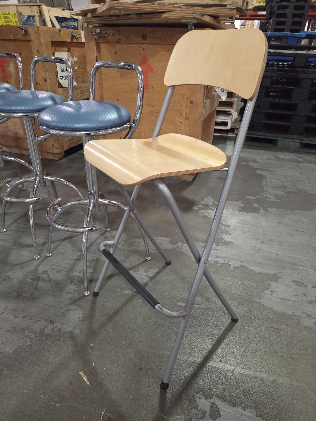 Folding Bar Stool with Wood Seat - photo 5