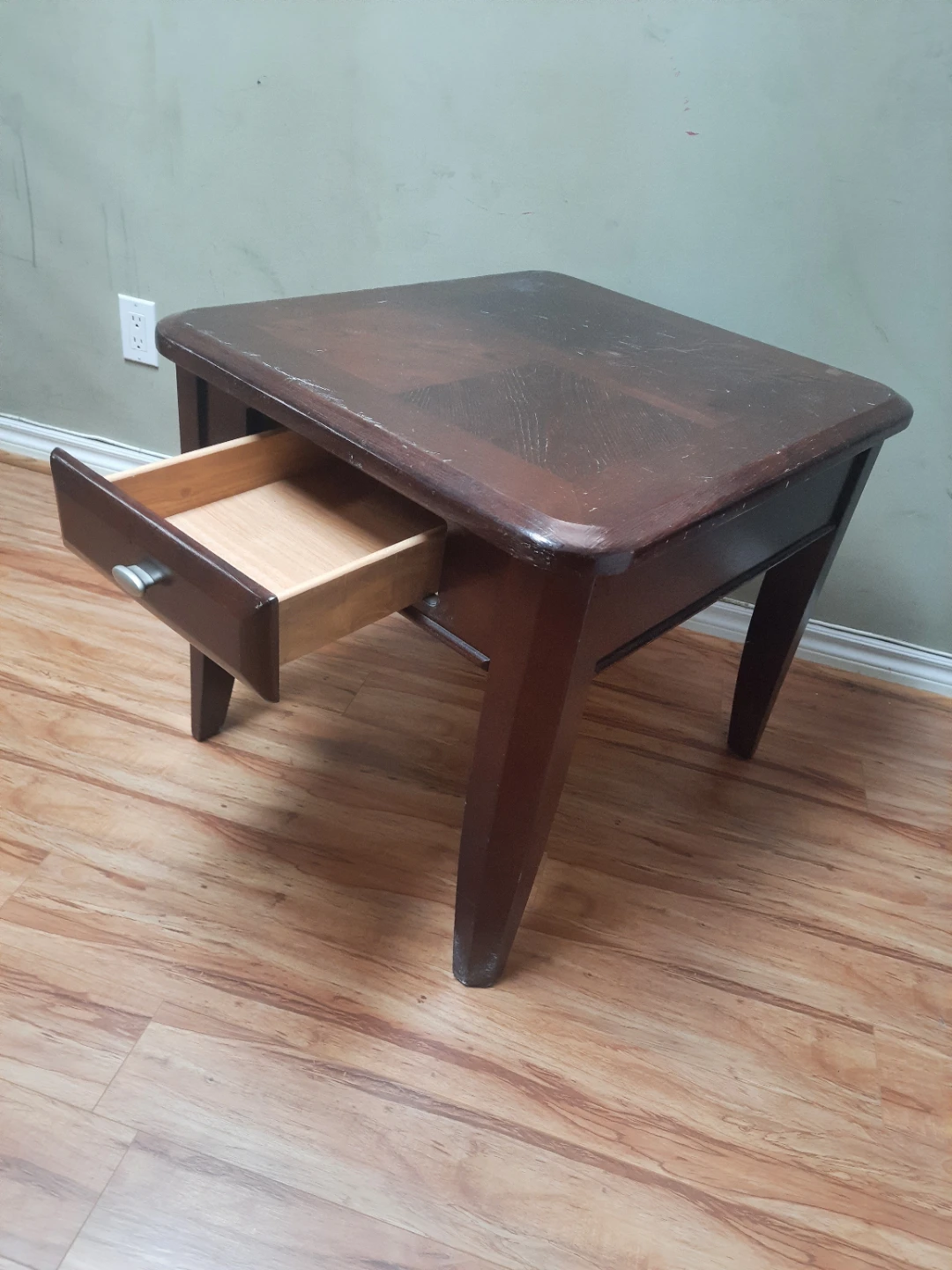 Wooden End Table with Drawer - photo 3