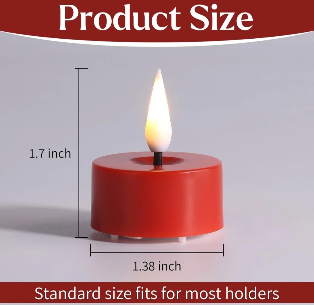 12 Pack Red LED Flameless Candles with Remote - photo 2