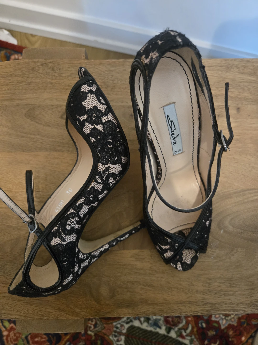 Sandra by SIS Black Lace Heels