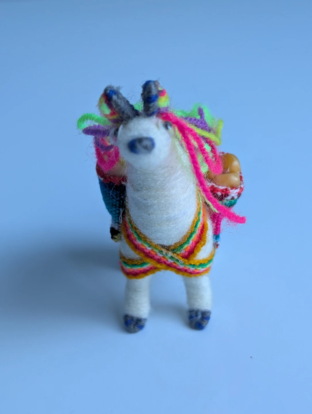 Handmade Wool Llama Figurine with Colorful Accents - photo 2
