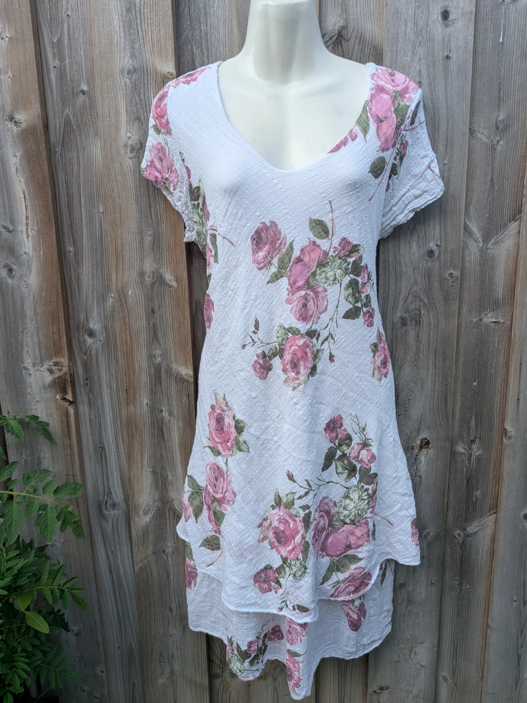 Women's White Floral Rose Print Dress