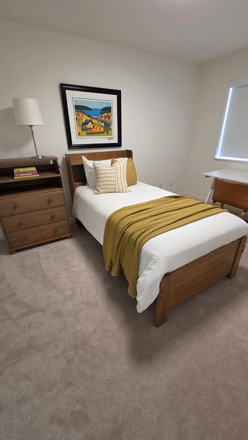 Wooden Twin Bed Frame with mattress - photo 5