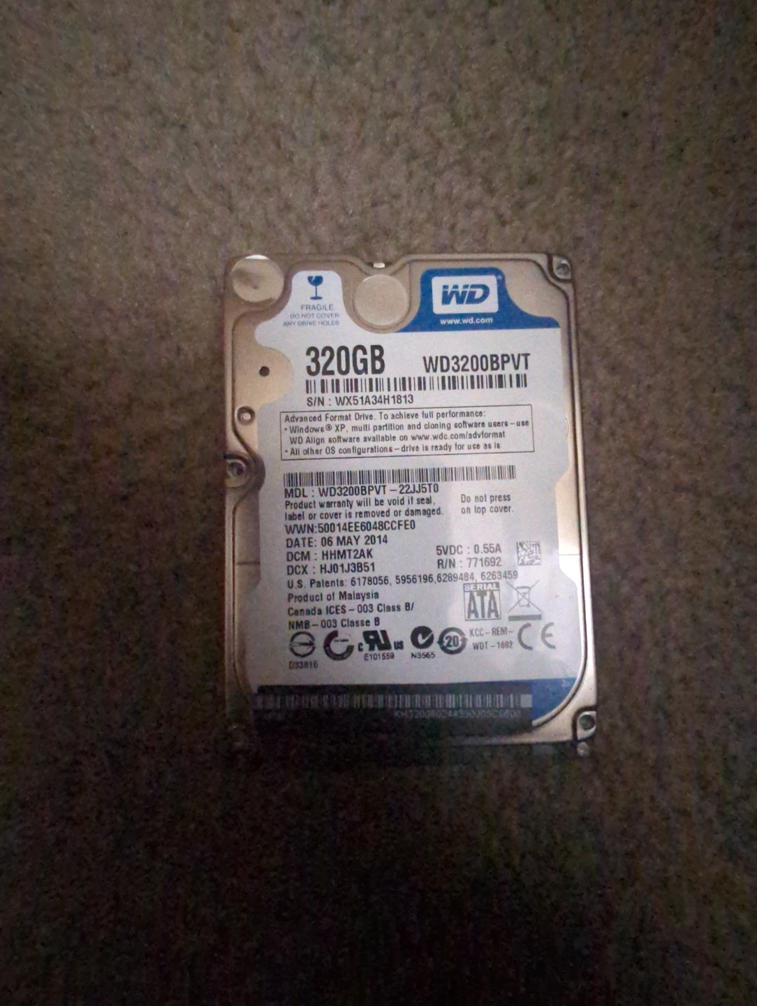 WD 320GB 3200BPVT Hard Drive