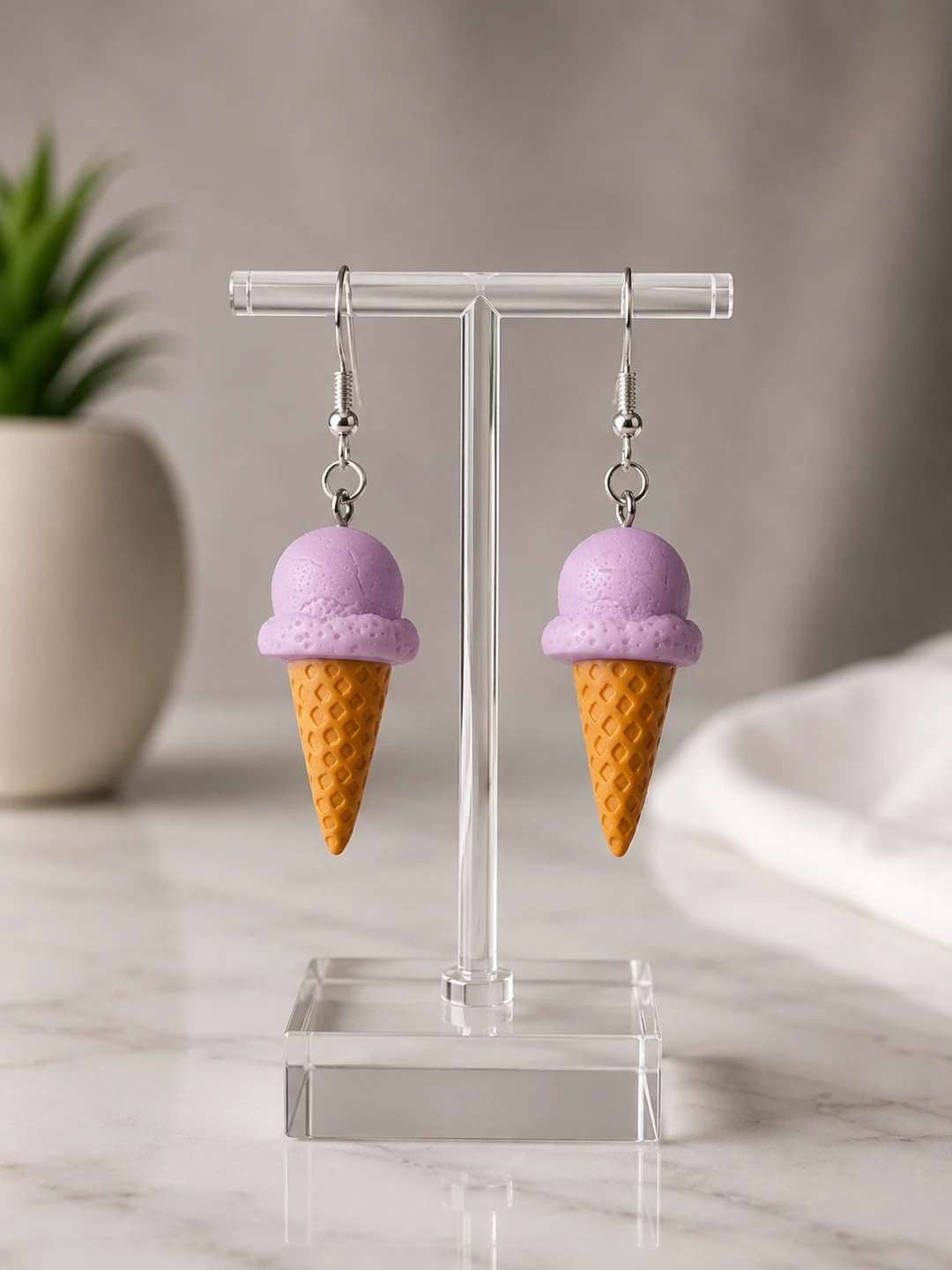 Boucles d'oreilles cônes de crème glacée lavande