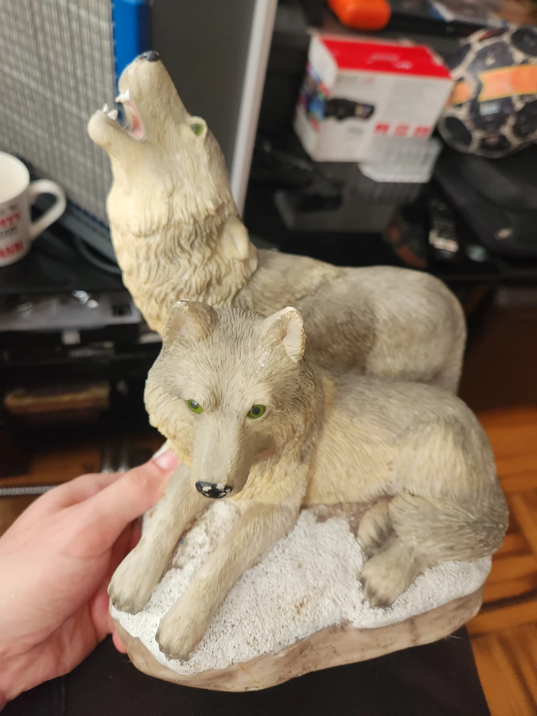 Twin Wolf Statue