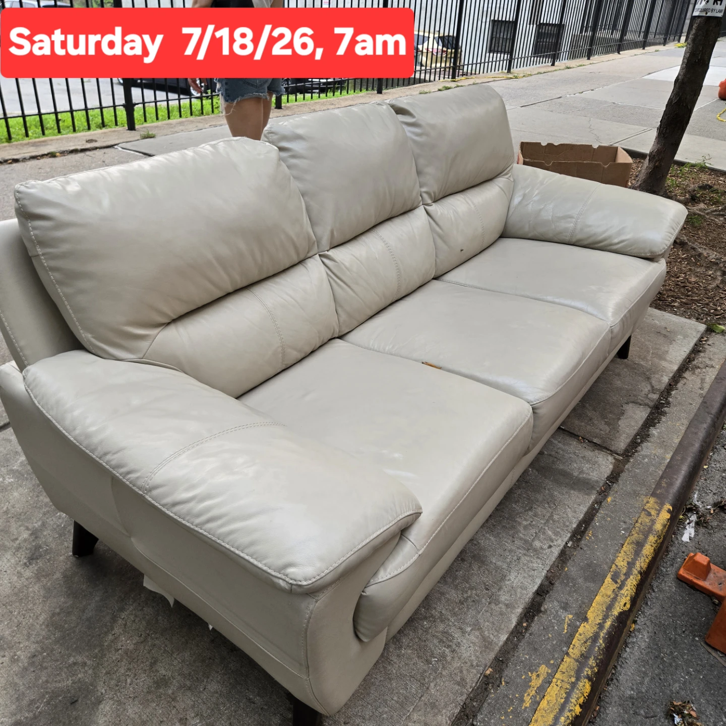 FREE Cream Leather Sofa - CURB ALERT!!!