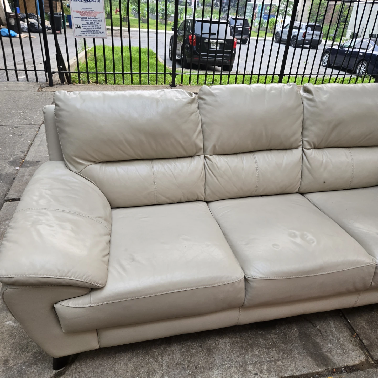 FREE Cream Leather Sofa - CURB ALERT!!! - photo 3