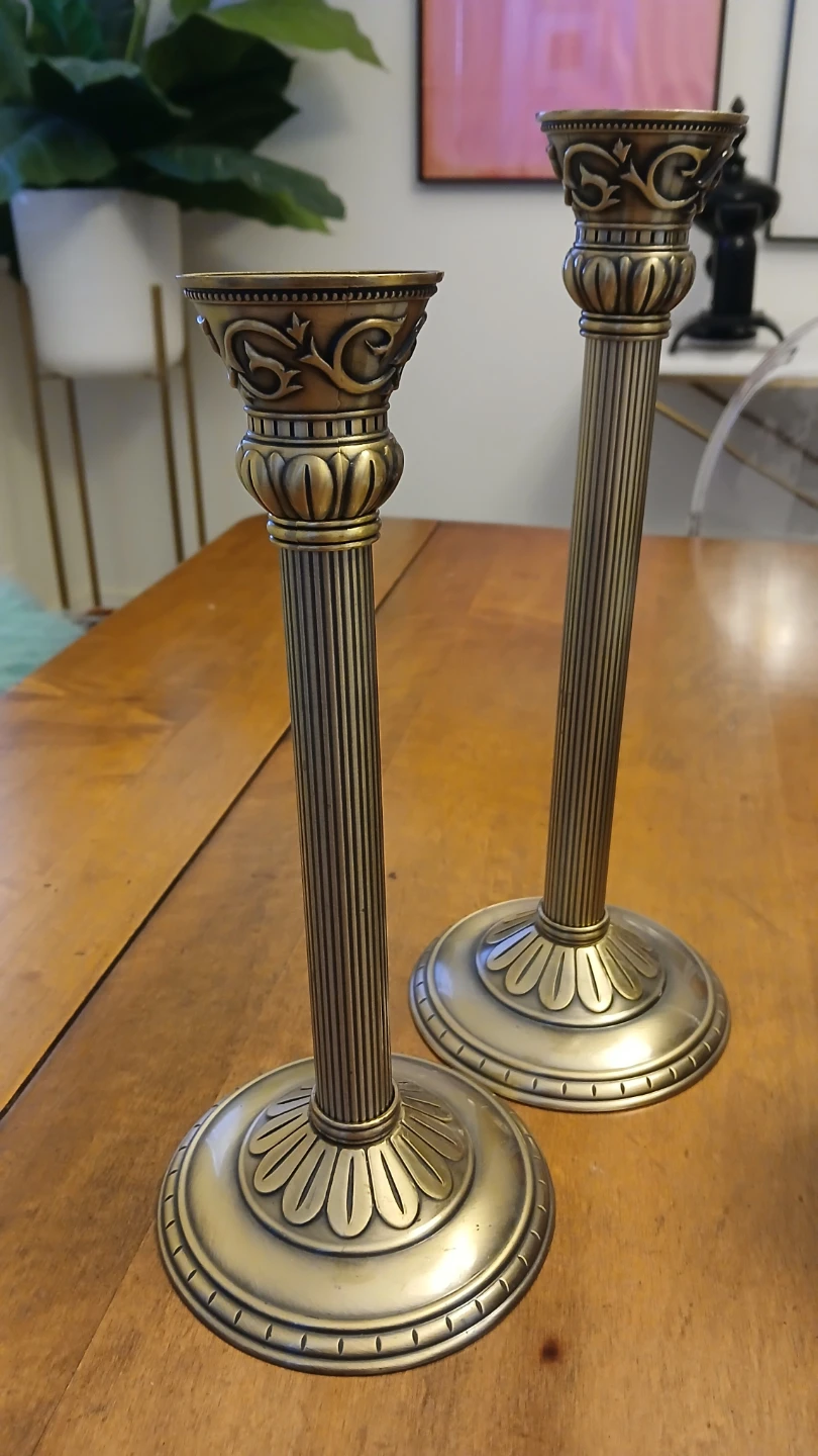 Pair of vintage-style brass finish candlesticks