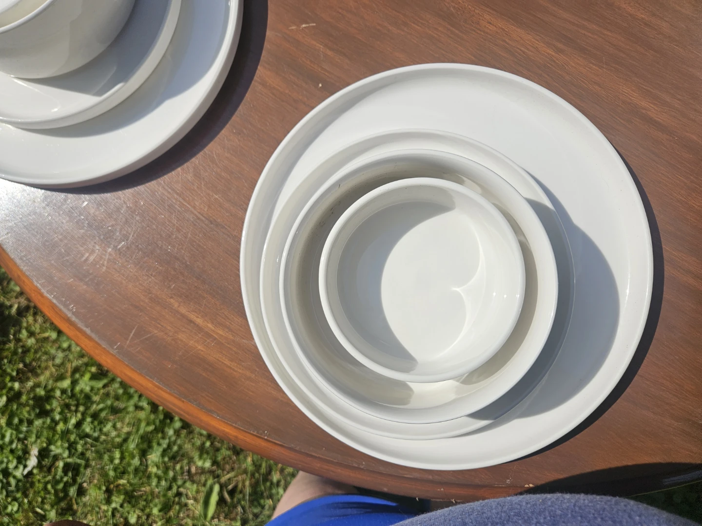 Set of 6 White Ceramic Dinner Plates and Bowls