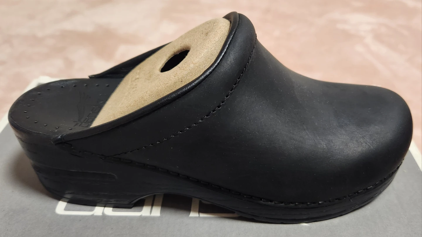Dansko Black Leather Professional Clogs Slip On Work Shoes - photo 2
