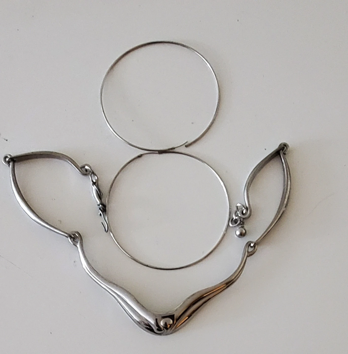 Silver Necklace and Hoop Earrings Set