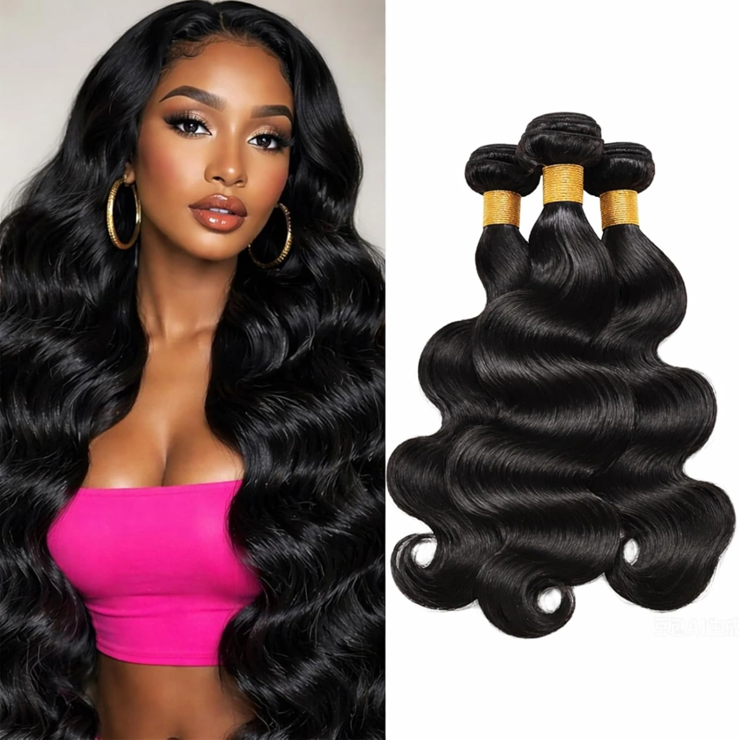 100% Human Hair Body Wave Bundles - Black