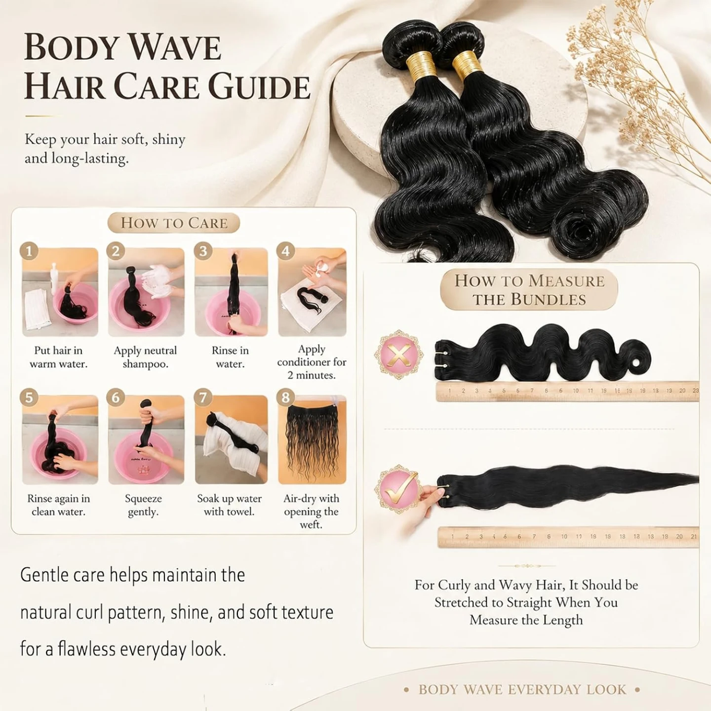 100% Human Hair Body Wave Bundles - Black - photo 5