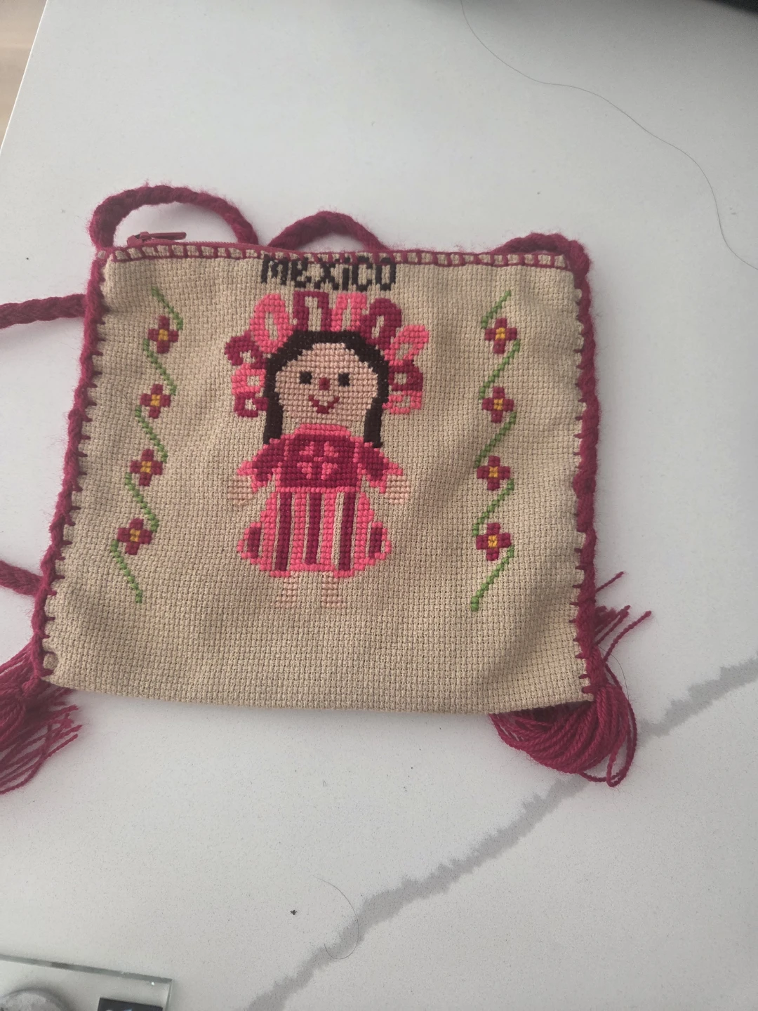 Handmade Mexico Cross-Stitch Mini Bag