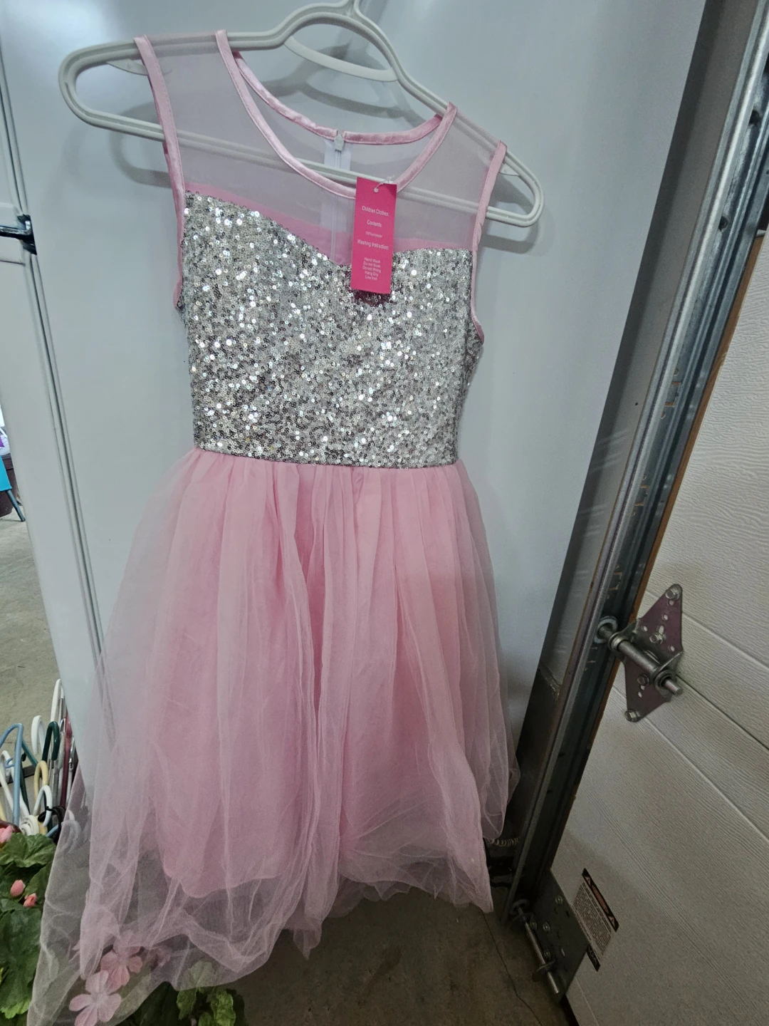 Sunny Fashion Girls Pink Sequin Dress Size 12