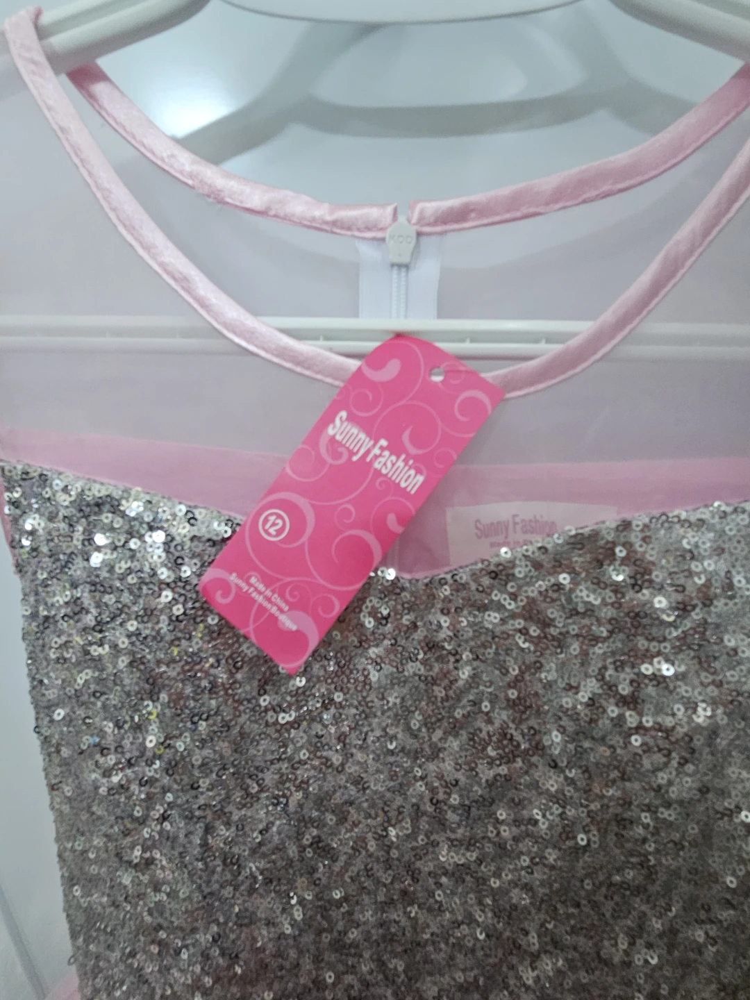 Sunny Fashion Girls Pink Sequin Dress Size 12 - photo 3