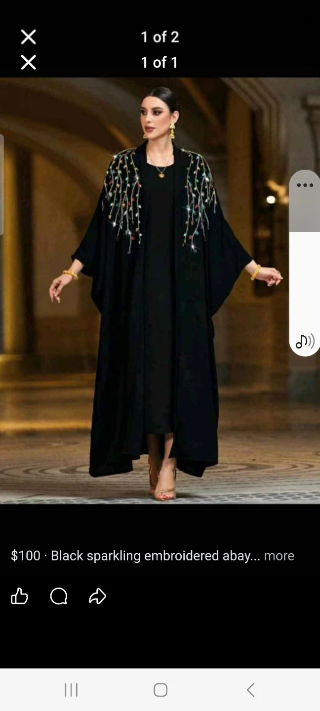 Black Sparkling Embroidered Abaya