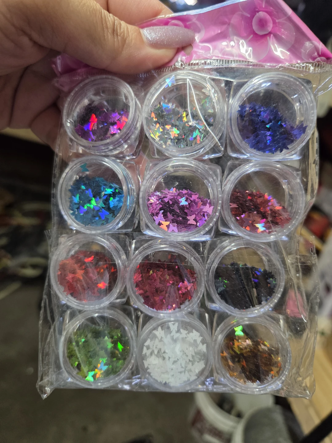 12 Colors Butterfly Nail Art Glitter Sequins