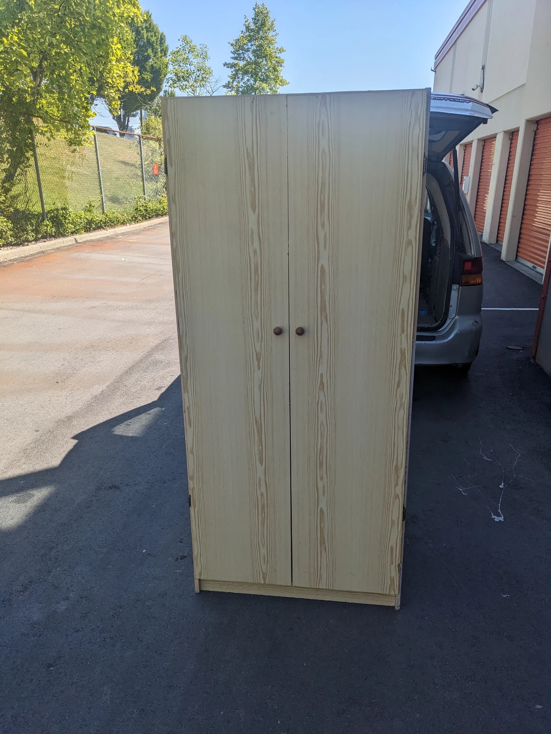 Light Wood Wardrobe with Hanging Rod 72x32x20