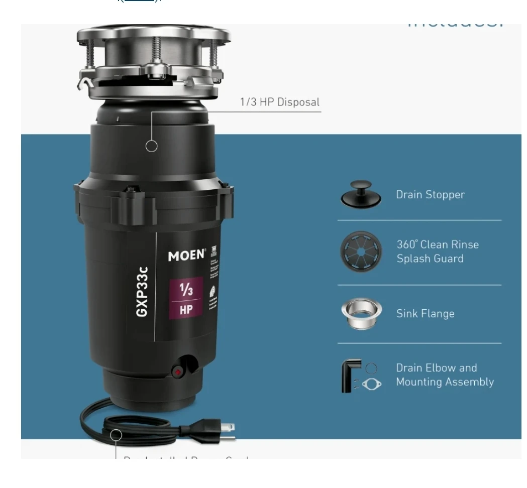 Moen Lite GXP33c 1/3 HP Garbage Disposal - photo 3