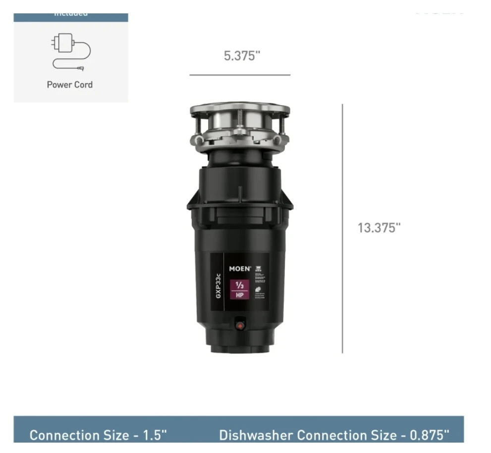 Moen Lite GXP33c 1/3 HP Garbage Disposal - photo 4