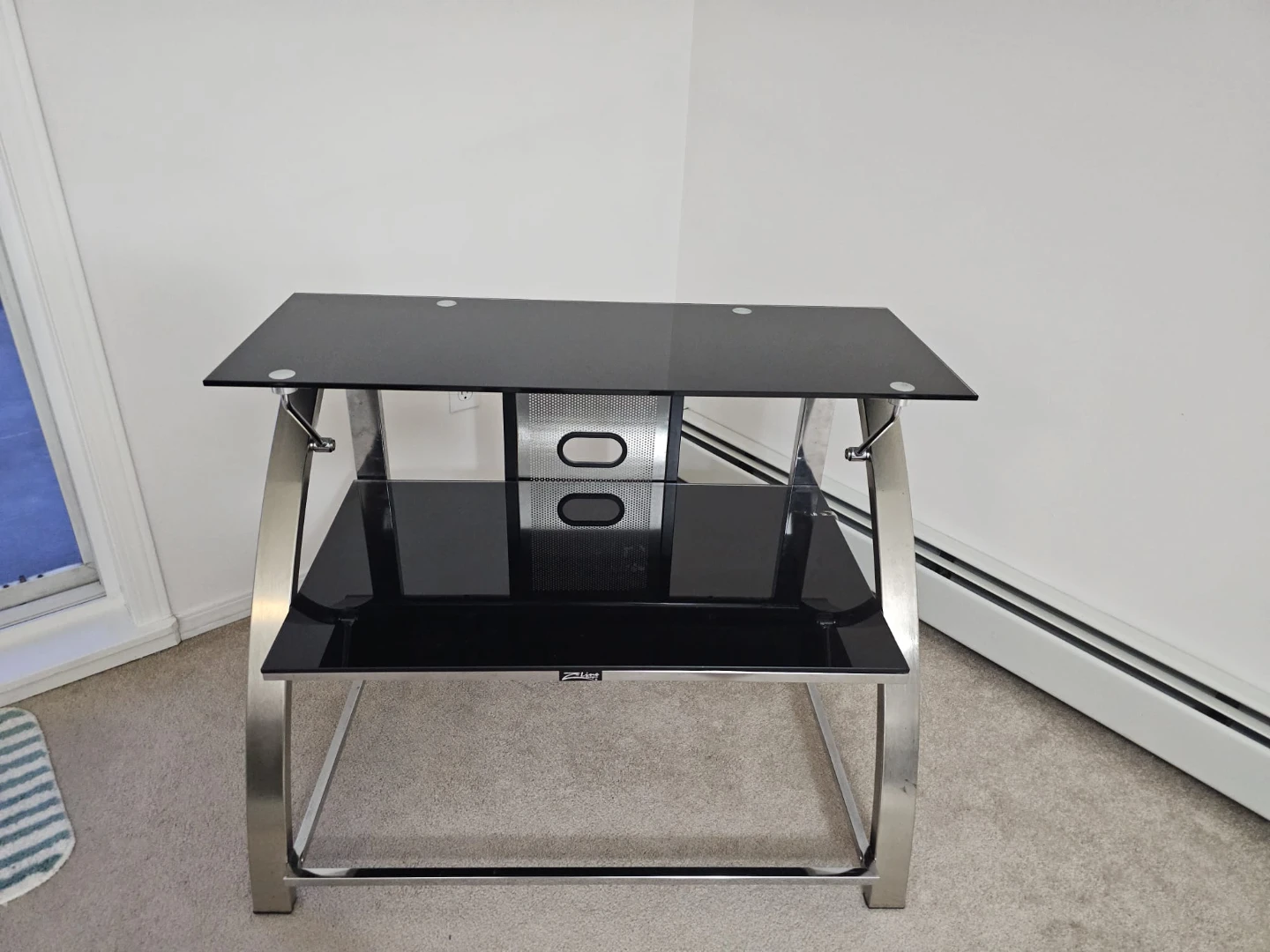 Black Glass 2-Tier TV Stand