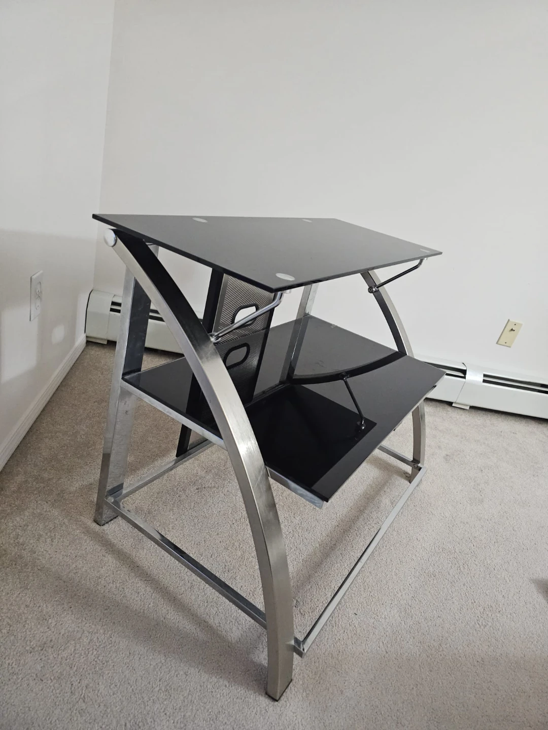 Black Glass 2-Tier TV Stand - photo 2