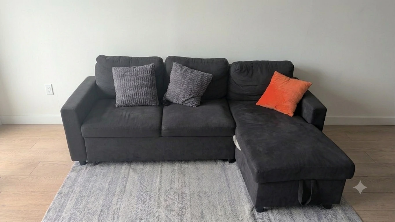 Dark Grey Sectional Sofa Bed - photo 2