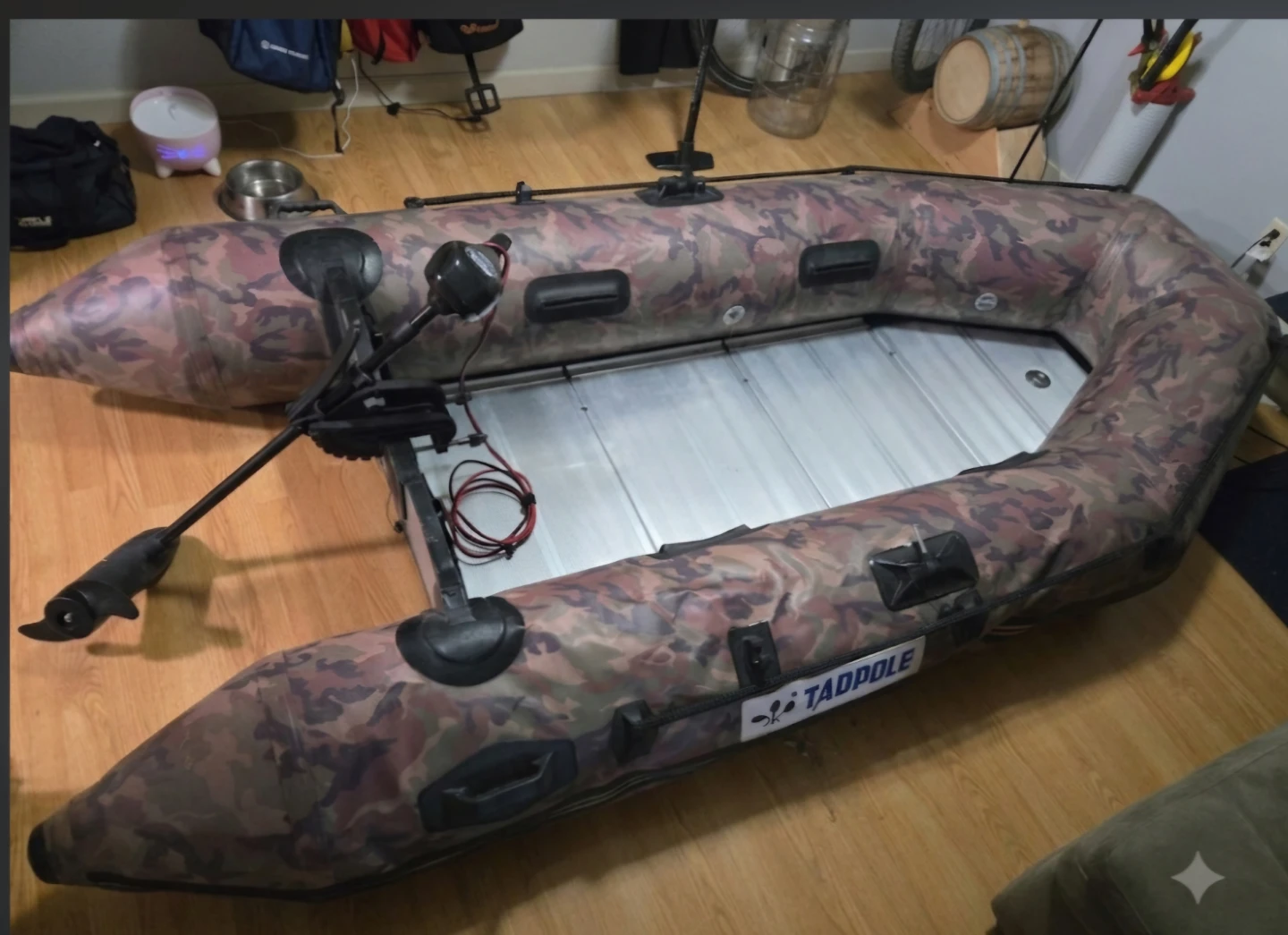 Inflatable 10 foot boat with motor and battery