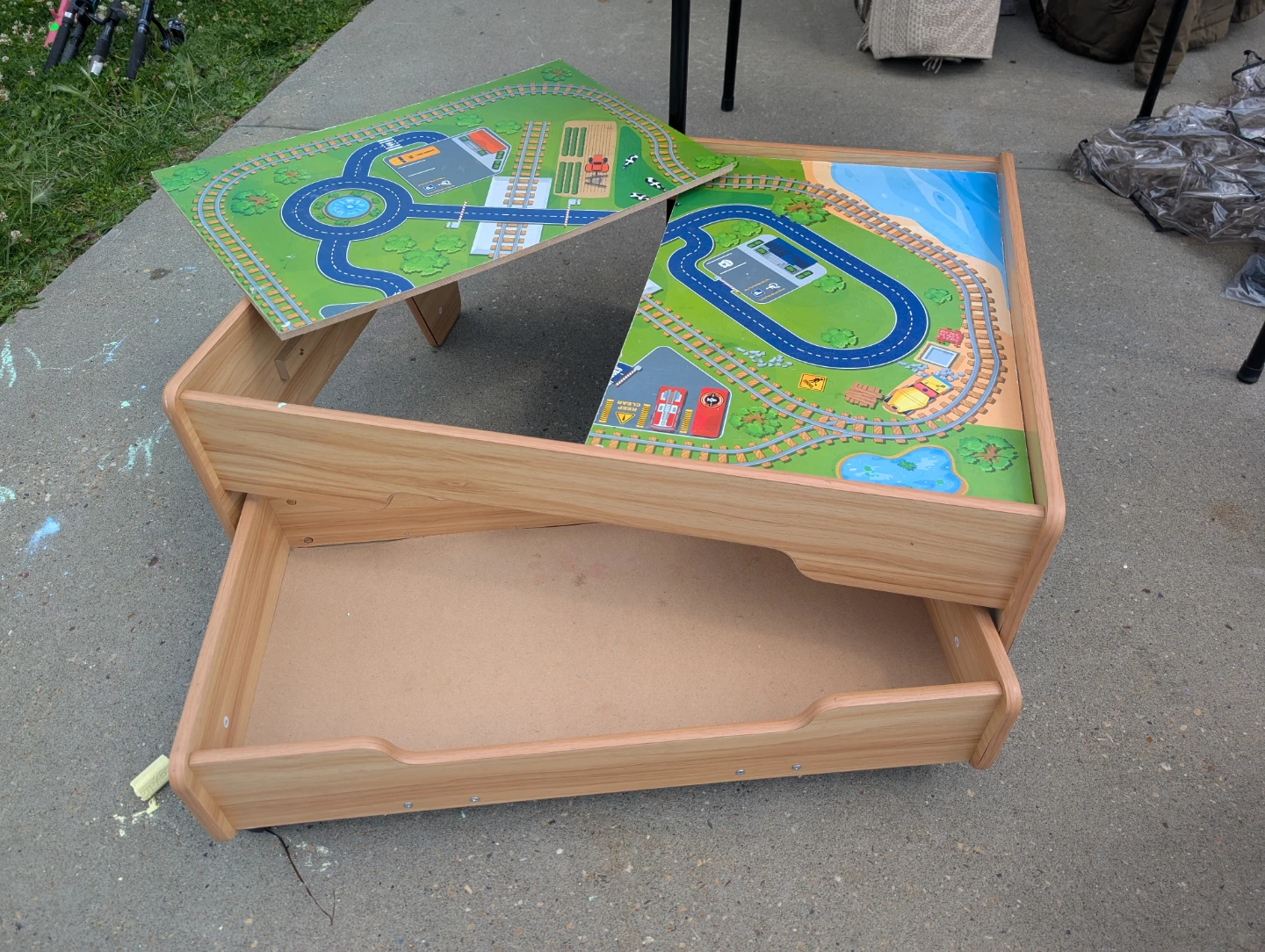 Wooden Train Table with Built-in Storage
