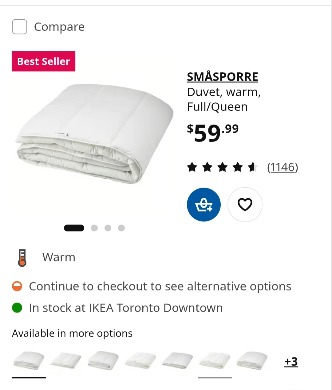 IKEA SMÅSPORRE Duvet, Warm, Full/Queen