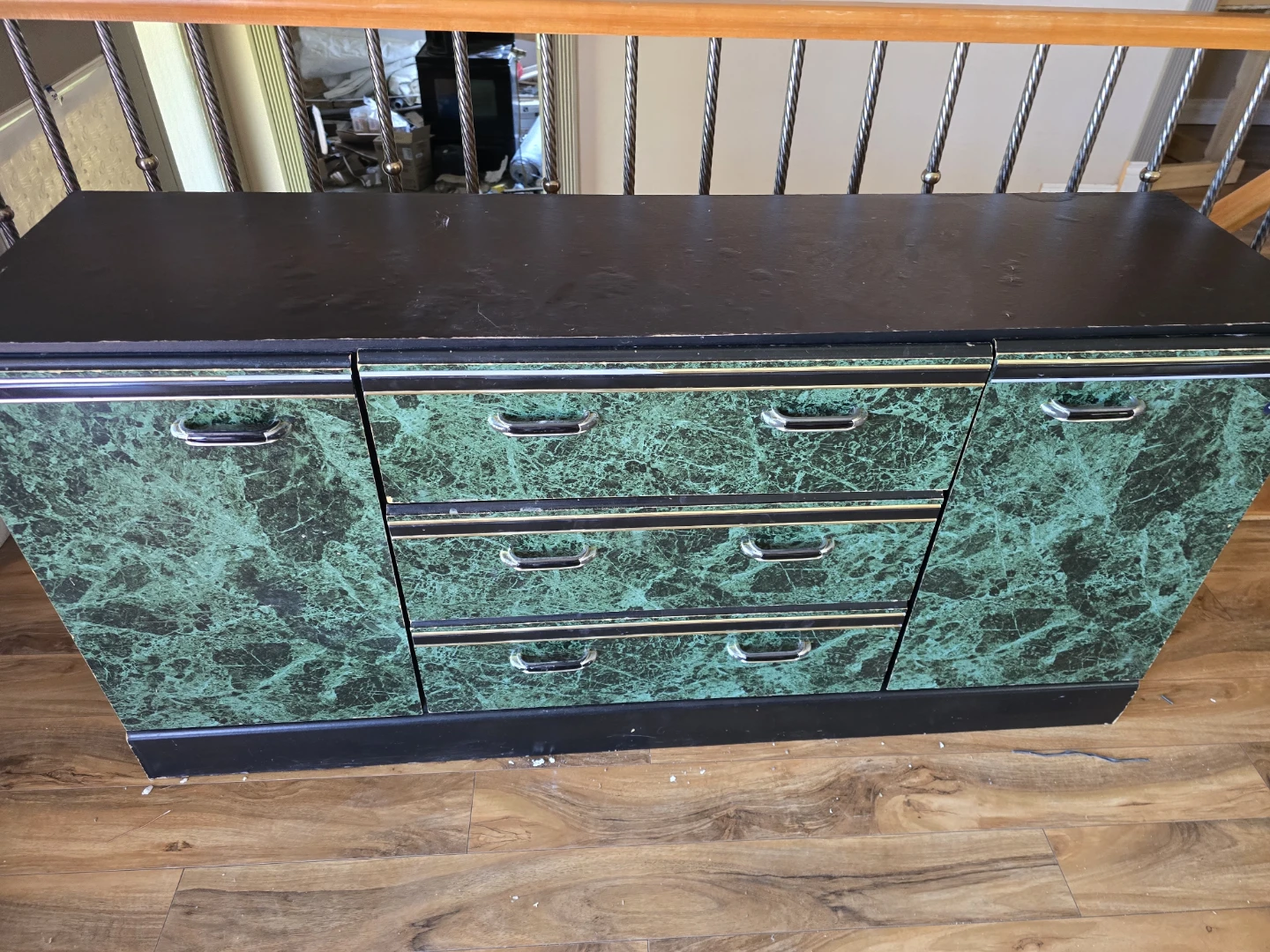 Green Marble Effect Dresser with 1 night table