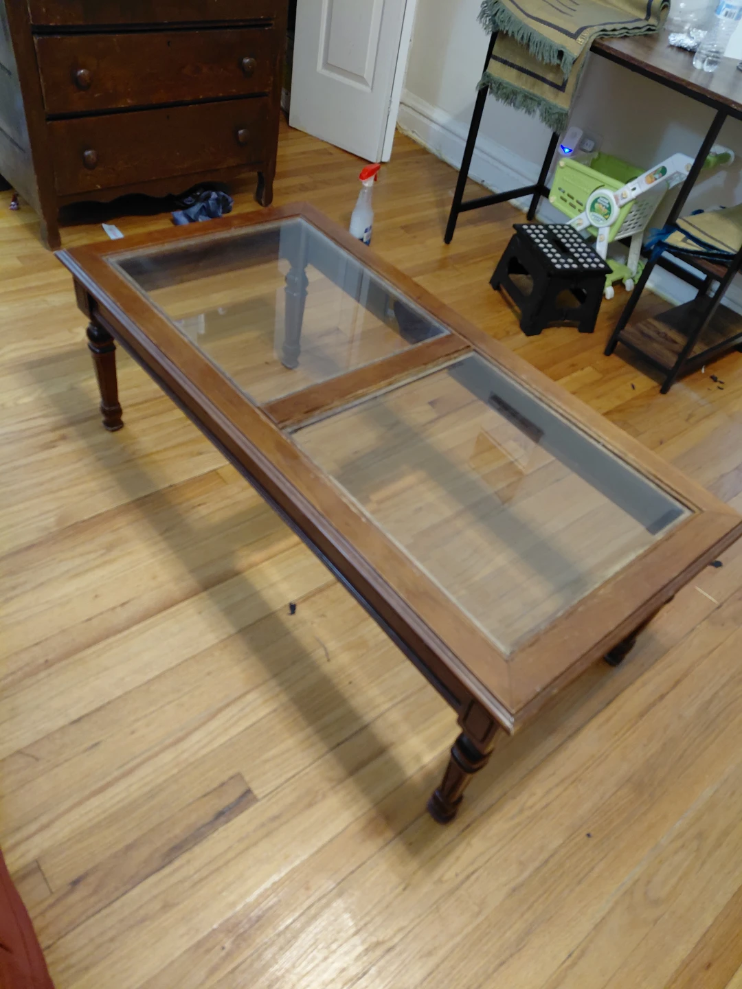 Wooden Coffee Table with Glass Top - photo 3