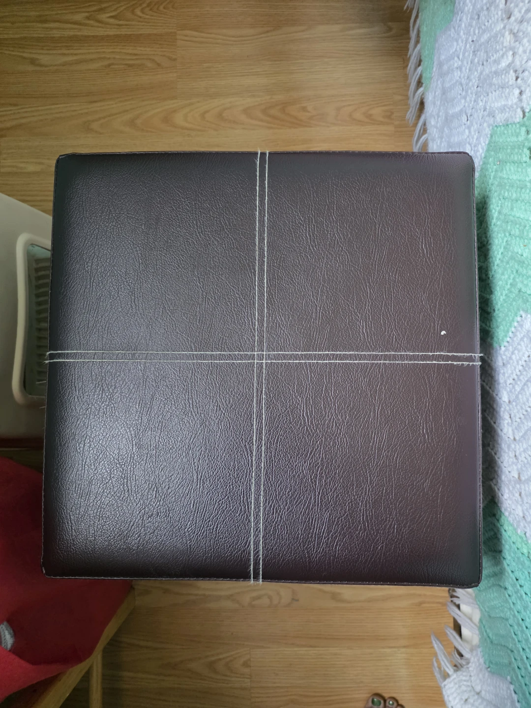 Brown Faux Leather Storage Ottoman - photo 2